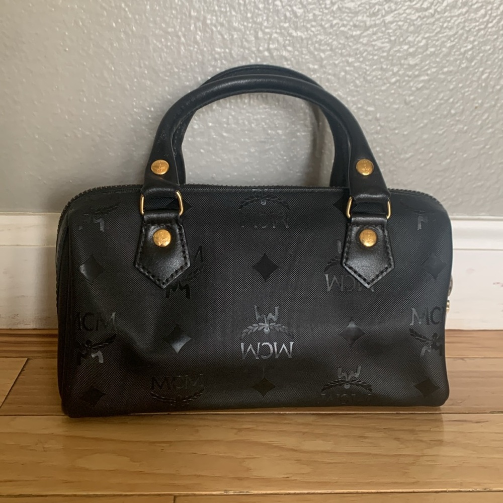MCM- Authentic 🍀 RARE EUC! Pristine! Vintage Visetos Nylon Mini Boston Satchel - Picture 5 of 10